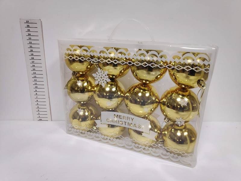 Bombki plastykowe 8cm S/12 Złote