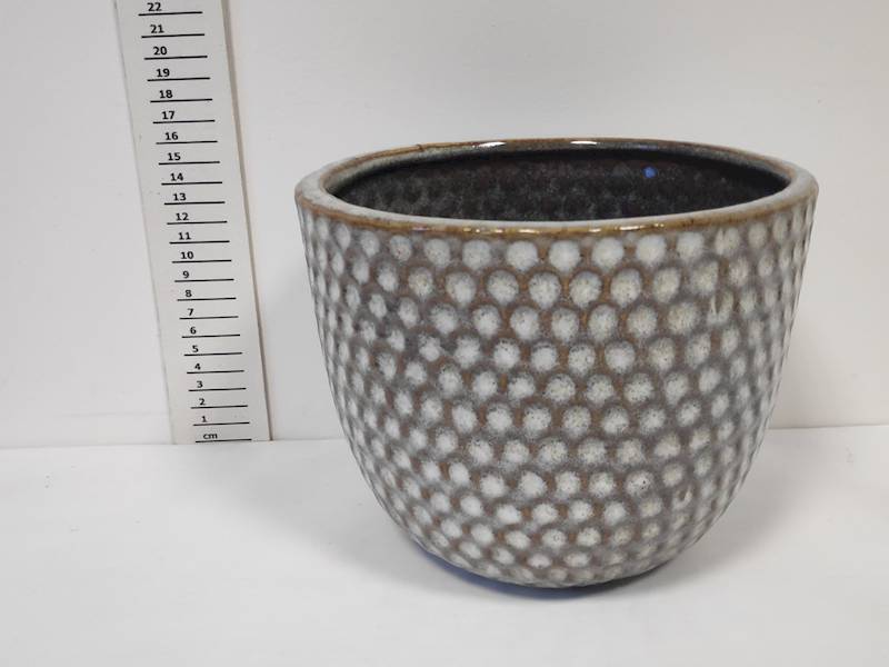 Donica wysoka okrągła szara wzór ceramika 19,7x19,