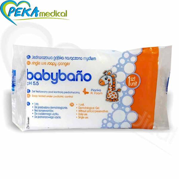 Babybano Sponge myjka z żelem myjącym dla dzieci jednorazowa
