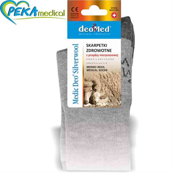 DeoMed Medic Deo Silverwool szary 41-43 Skarpetki zdrowotne frotte z wełny merynosowej