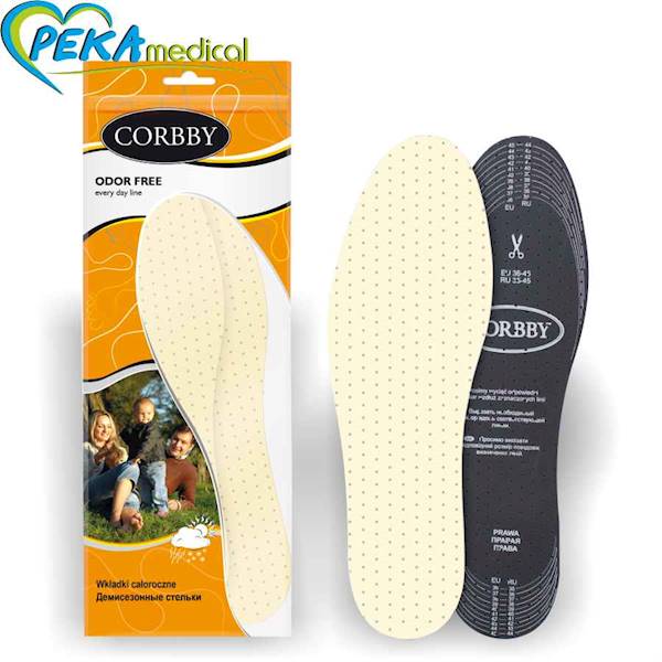 Corbby Odor Free 36-46 Oddychające wkładki do butów z węglem aktywnym