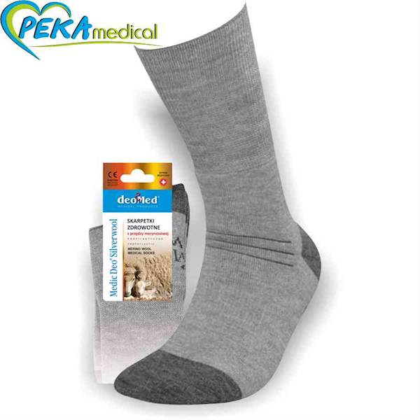 DeoMed Medic Deo Silverwool szary 44-46 Skarpetki zdrowotne frotte z wełny merynosowej