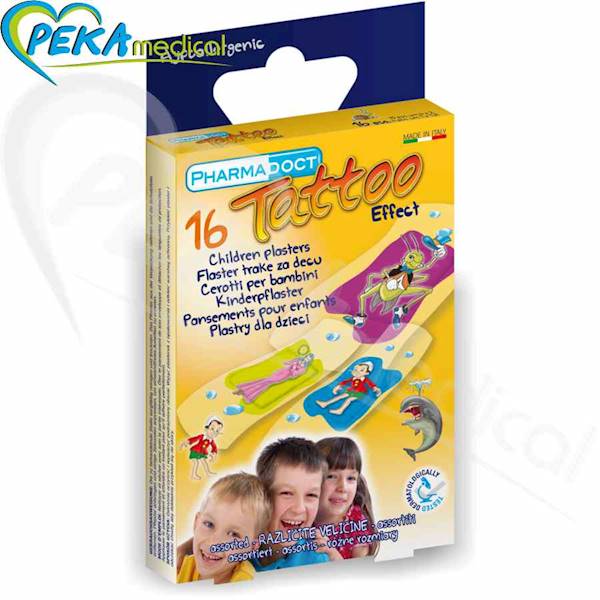 Pharmadoct 113803 Plastry dla dzieci 16 szt Pinokio z efektem tatuażu