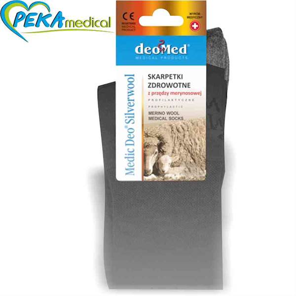 DeoMed Medic Deo Silverwool czarny 35-37 Skarpetki zdrowotne frotte z wełny merynosowej