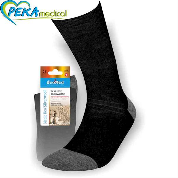 DeoMed Medic Deo Silverwool czarny 44-46 Skarpetki zdrowotne frotte z wełny merynosowej