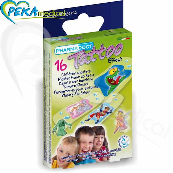 Pharmadoct 113797 Plastry dla dzieci 16 szt Fantasy z efektem tatuażu