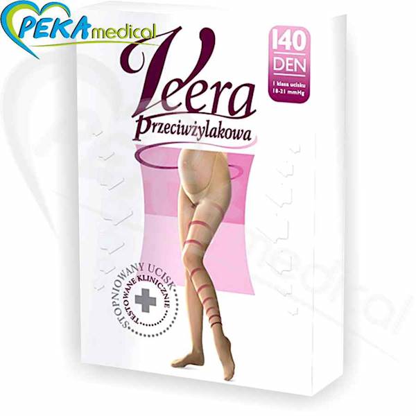 VEERA Rajstopy Przeciwżylakowe Ciążowe 140 den karmel 3