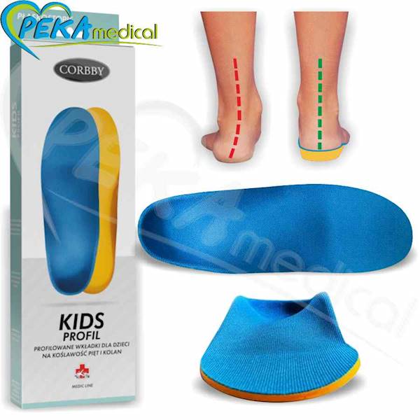 Corbby Kids Profil Ortopedyczne profilowane wkładki do butów dla dzieci na koślawość pięt i kolan