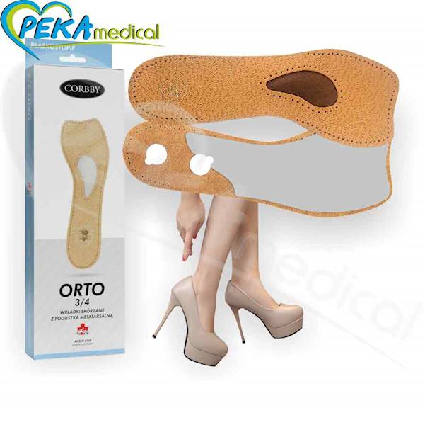 Corbby Orto 3/4 Wkładki ortopedyczne ze skóry metatarsalgia do szpilek butów na obcasie