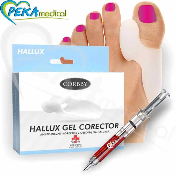 Corbby Hallux Gel Corector Żelowy anatomiczny korektor z osłoną na haluksa i klinem międzypalcowym