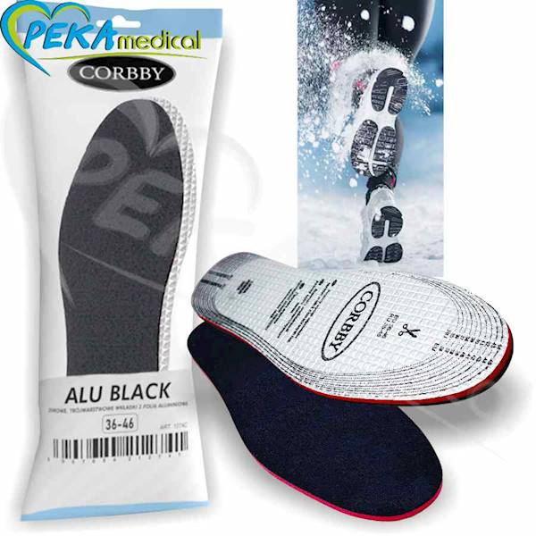 Corbby Alu Black 36-46 Wkładki zimowe z folią aluminiową trójwarstwowe z termoizolacją