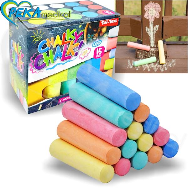 Chalky Chalk Kreda chodnikowa do rysowania 15 sztuk 6 kolorów
