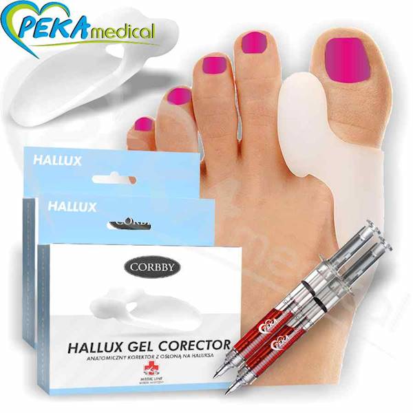 Corbby Hallux Gel Corector 2 szt Żelowy anatomiczny korektor z osłoną haluksa klinem międzypalcowym