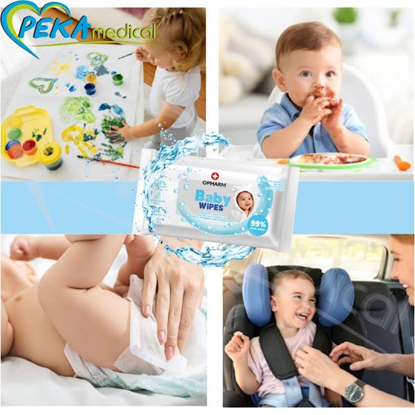 Opharm Baby Wet Wipes 64 szt Chusteczki nawilżane dla dzieci 99% czystej wody