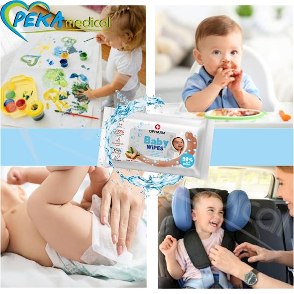 Opharm Baby Wet Wipes Sweet Almond 64 szt Chusteczki nawilżane dla dzieci słodki migdał