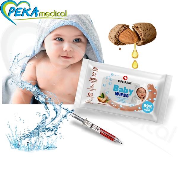 Opharm Baby Wet Wipes Sweet Almond 64 szt Chusteczki nawilżane dla dzieci słodki migdał