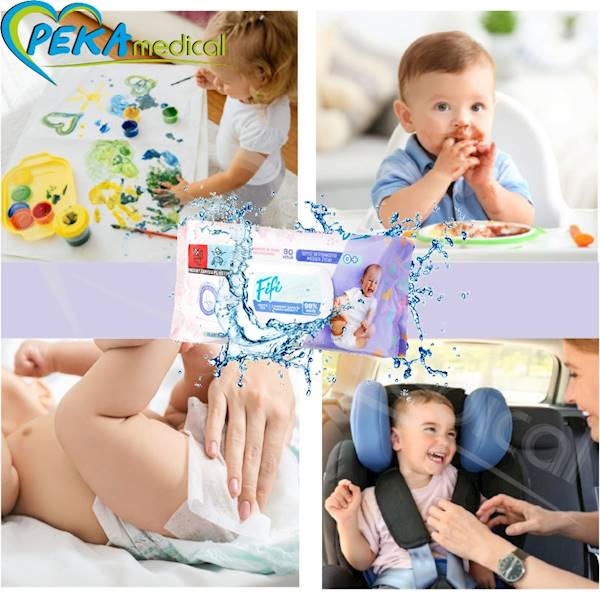 Opharm Fifi Wet Wipes 80 szt Chusteczki nawilżane dla niemowląt i dzieci 98% czystej wody
