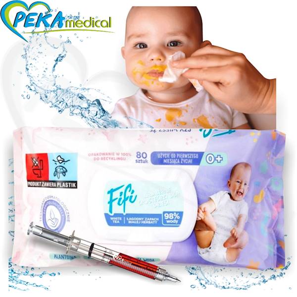 Opharm Fifi Wet Wipes 80 szt Chusteczki nawilżane dla niemowląt i dzieci 98% czystej wody
