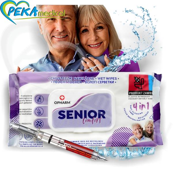 Opharm Senior Comfort 72 szt 4 in 1 Chusteczki nawilżane dla seniorów neutralizator zapachów