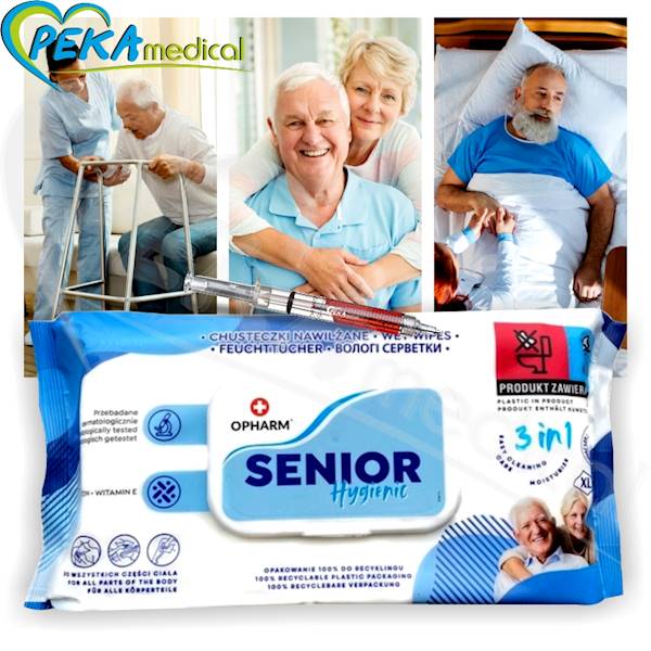 Opharm Senior Higienic Wet Wipes 72 szt 3 in 1 Chusteczki nawilżane dla seniorów