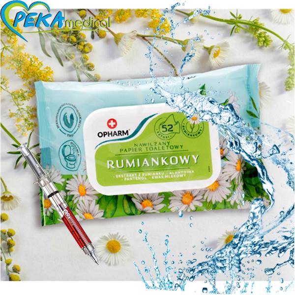 Opharm Moist Toilet Paper Rumiankowy 52 sztuki Nawilżany papier toaletowy