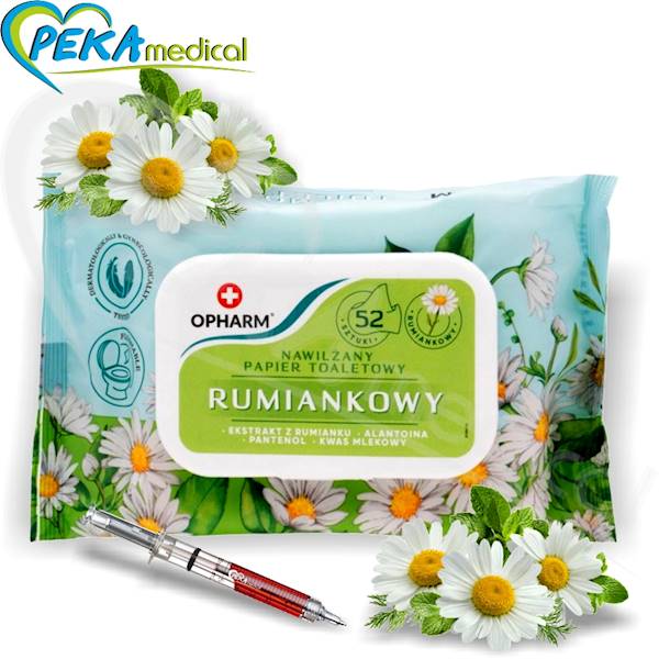 Opharm Moist Toilet Paper Rumiankowy 52 sztuki Nawilżany papier toaletowy