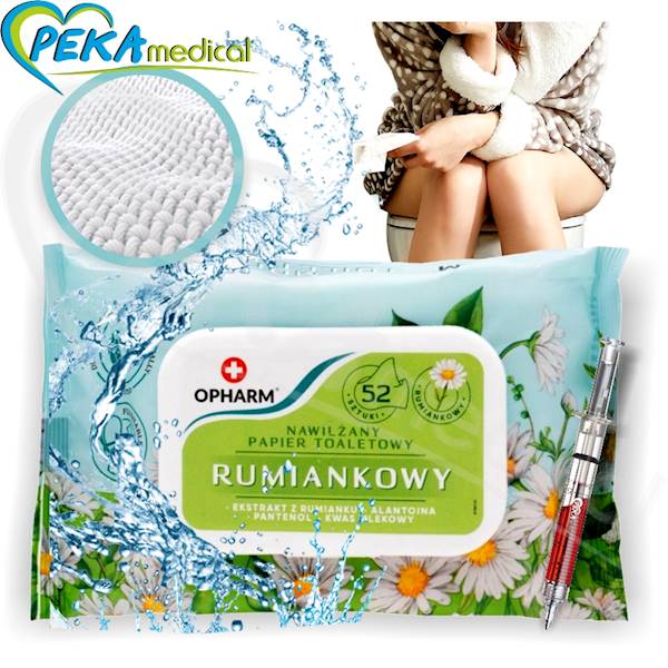 Opharm Moist Toilet Paper Rumiankowy 52 sztuki Nawilżany papier toaletowy