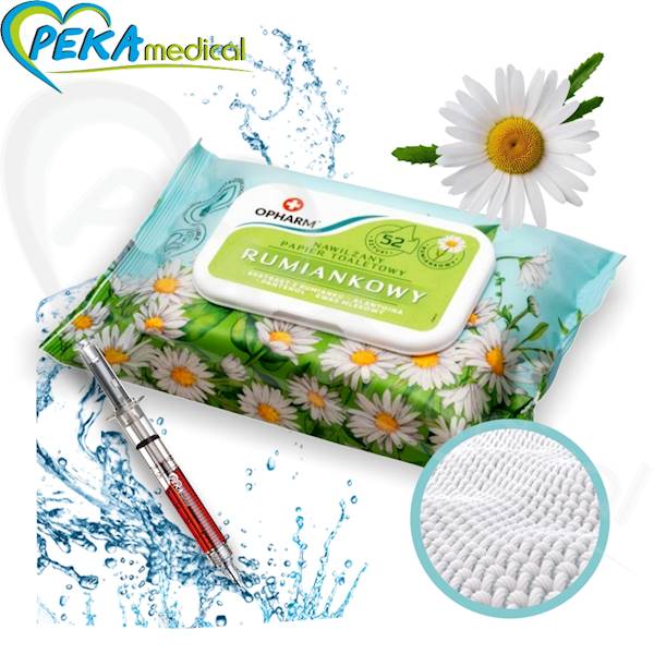 Opharm Moist Toilet Paper Rumiankowy 52 sztuki Nawilżany papier toaletowy