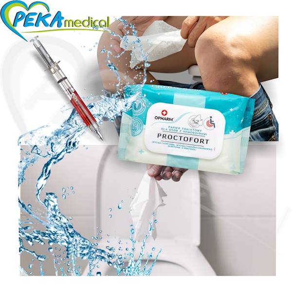 Opharm Moist Toilet Paper Proctofort 52 sztuki Na hemoroidy nawilżany papier toaletowy