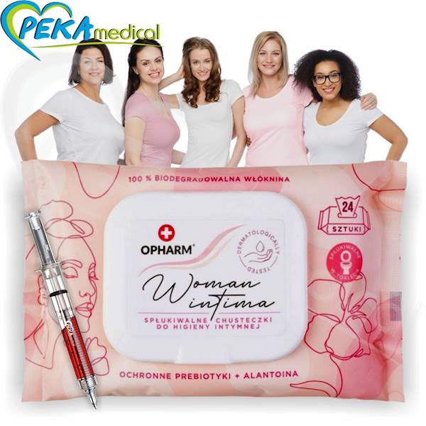 Opharm Woman Intima 24 sztuki Chusteczki nawilżane do higieny intymnej