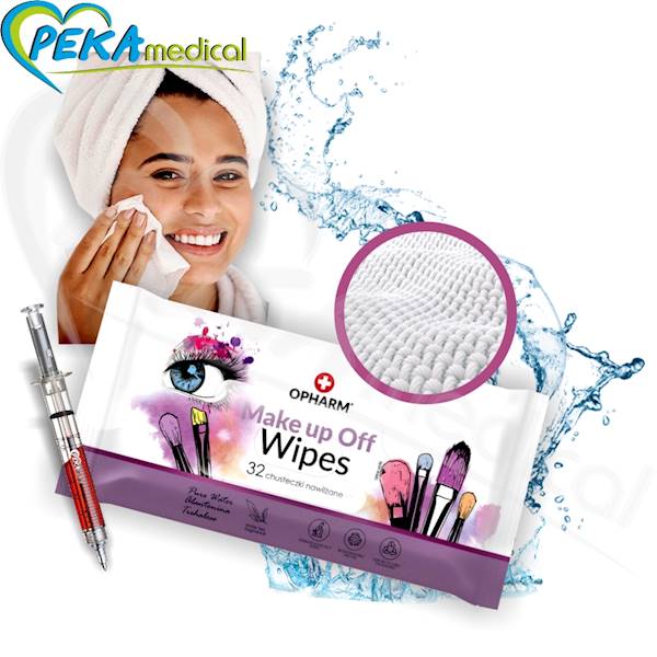 Opharm Make Up Off Wipes 32 sztuki Chusteczki nawilżane do demakijażu na wodoodporny makijaż