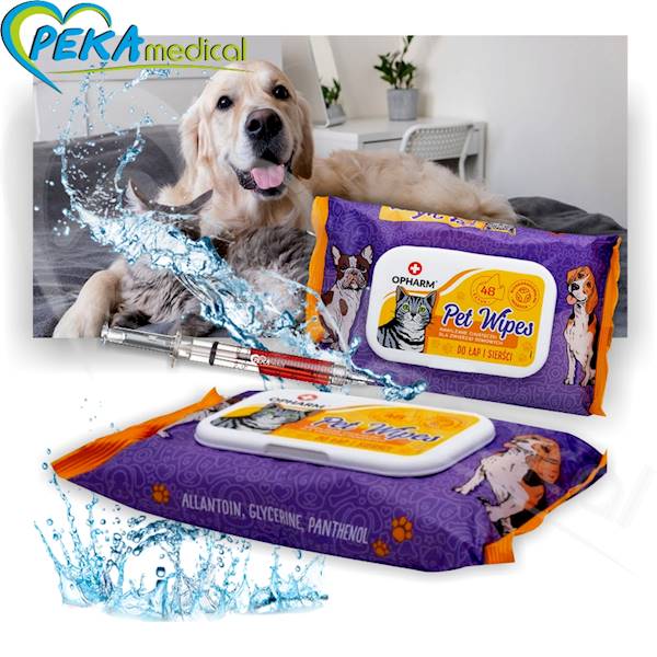 Opharm Pet Wipes do łap i sierści 48 sztuk Chusteczki nawilżane dla zwierząt