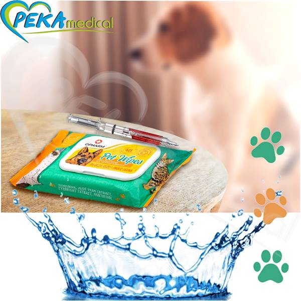 Opharm Pet Wipes do oczu uszu i okolic ogona 48 sztuk Chusteczki papierowe nawilżane dla zwierząt