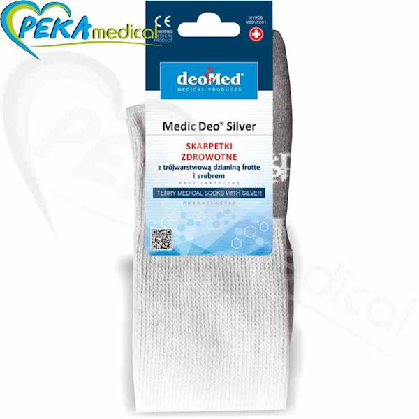 DeoMed Medic Deo Silver popielaty szary 47-49 Skarpetki bawełniane zdrowotne frotte srebro