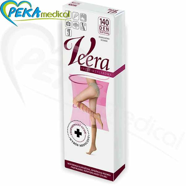 Veera Podkolanówki 140 den naturalny 3/4 zamknięte palce przeciwżylakowe uciskowe