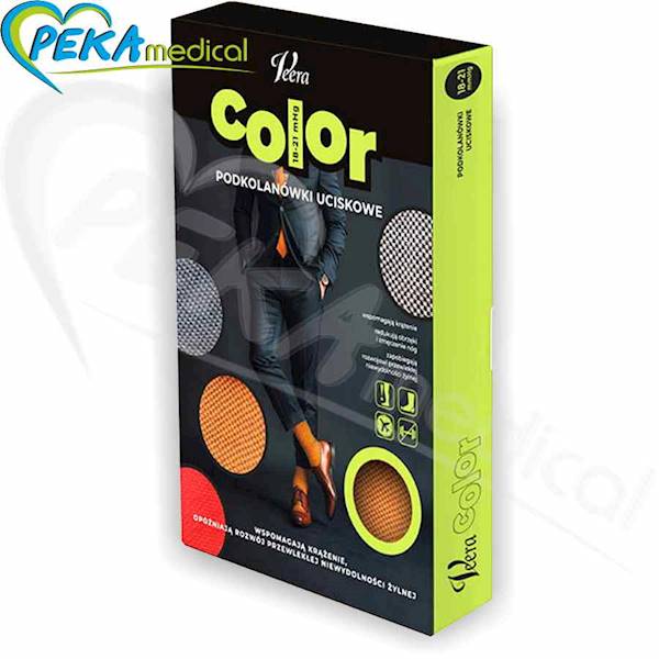 VEERA Podkolanówki kolorowe 140 den orange 4/XL męskie przeciwżylakowe 