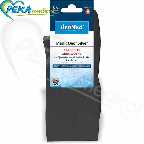 DeoMed Medic Deo Silver czarny 41-43 Skarpetki bawełniane zdrowotne frotte srebro