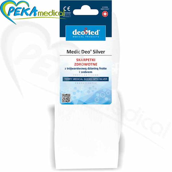 DeoMed Medic Deo Silver biały 44-46 Skarpetki bawełniane zdrowotne frotte srebro