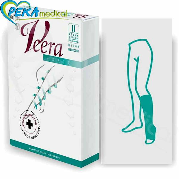 Veera Forte ccl 2 Podkolanówki czarne 3 krótkie otwarte palce przeciwżylakowe uciskowe