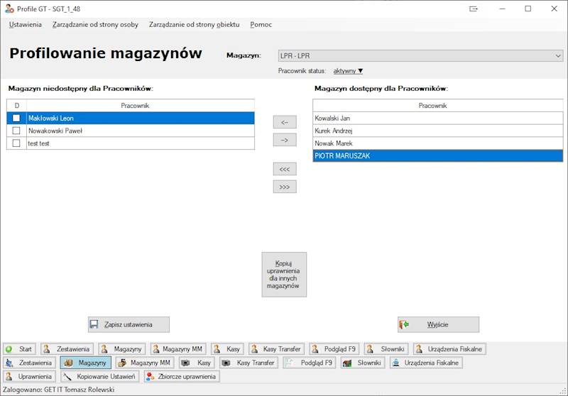 Program PROFILE GT dla INSERT GT (wersja serwis.)