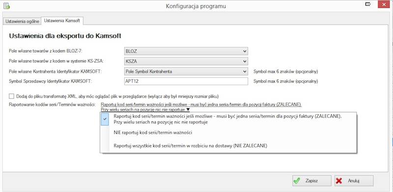Program Eksport Faktur FS do formatu Kamsoft-XML