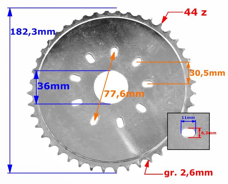 Zębatka Tył 44Z 415 Silnik Rowerowy