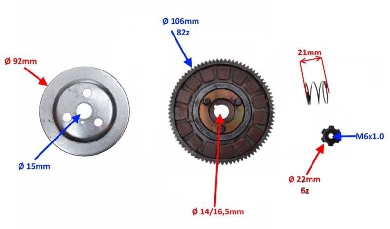 Sprzęgło Silnik Rowerowy 50 Cc Kpl