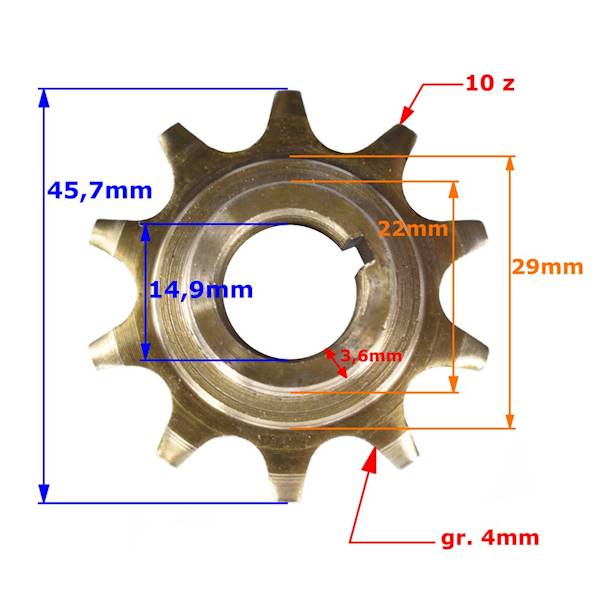 Zębatka Zdawcza 10Z 415 Silnik Rowerowy 50 Cc
