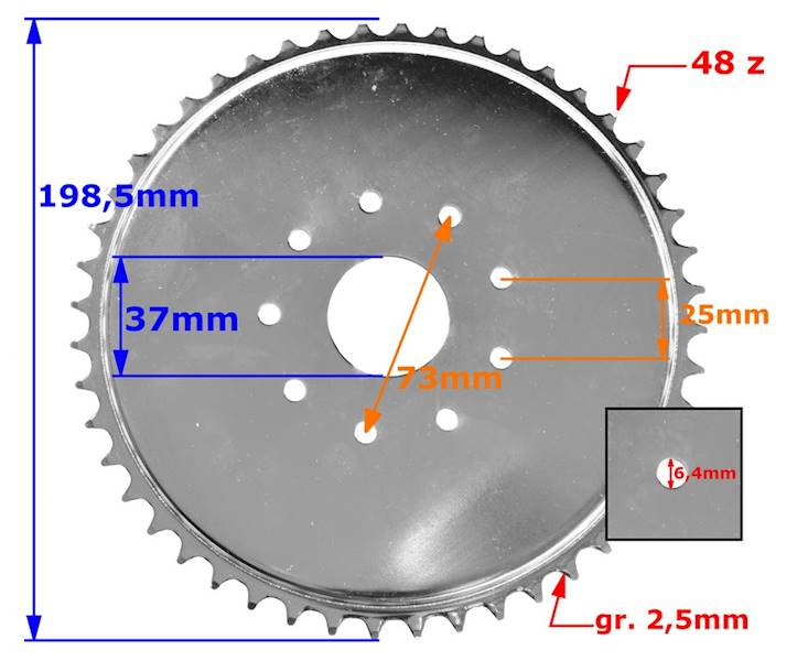 Zębatka Tył 48Z 415 Silnik Rowerowy