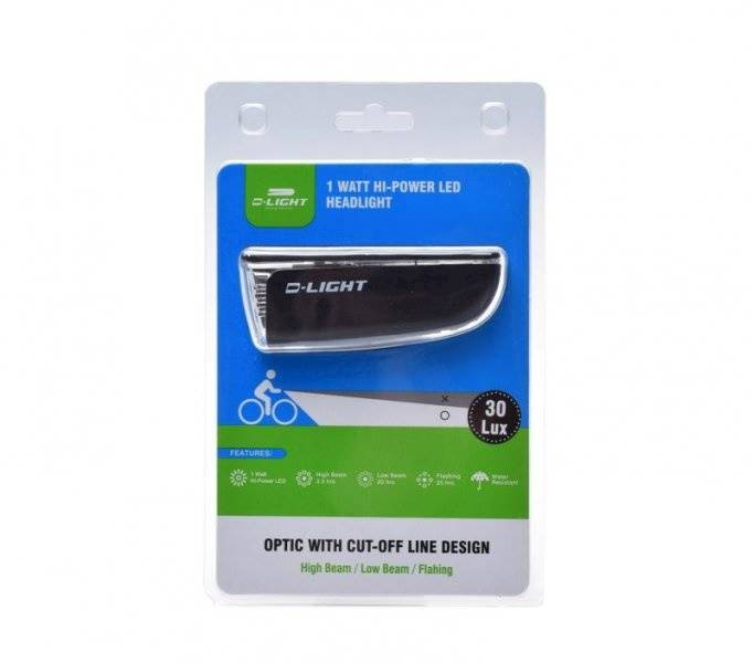 Lampka d-light rowerowa przód 1 watt LED 30 lux