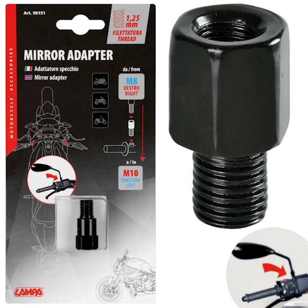 Adapter lusterka gwint prawy 8 mm na lewy 10 mm  