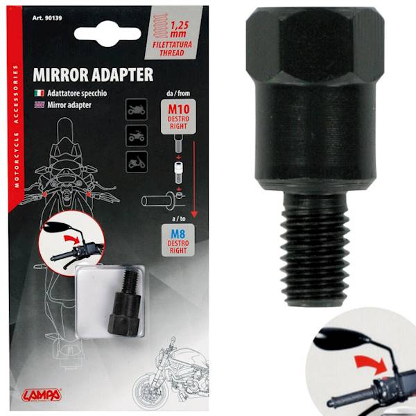 Adapter lusterka gwint prawy 10 mm na prawy 8 mm  