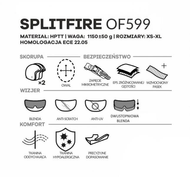 Kask LS2 OF599 Spitfire Rust White Red XL