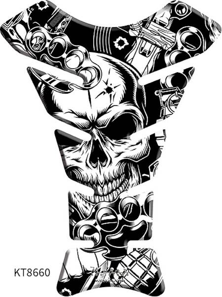 Tank Pad Keiti naklejka na bak Skull White